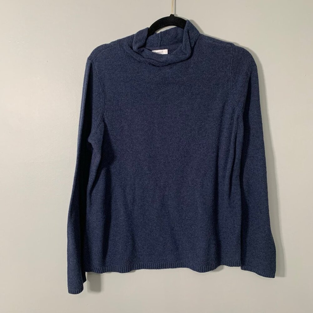 J. Jill PureJill Cowl Neck Sweater Women Size S Blue Textured Knit Long‎ Sleeve